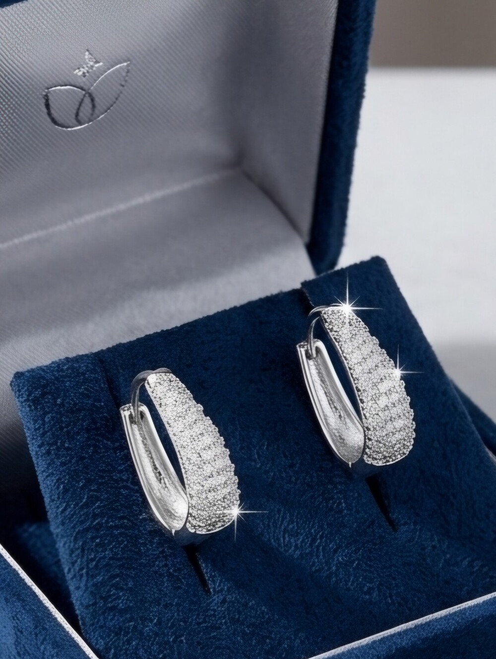 Dazzling Silver Micropave Huggie Hoop Earrings